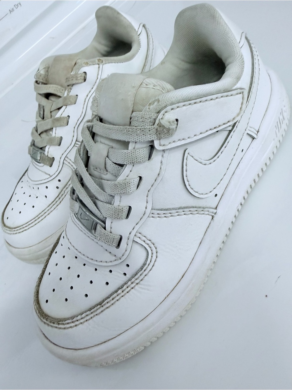 Nike Air Force 1 AF1 White Leather Sneakers Size 11C - toddler